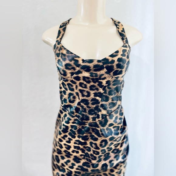 ASOS Leopard Print Corset Seamed Mini Dress size 6 Us new super cute dress - Picture 6 of 14